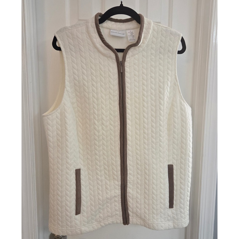 Alfred Dunner Sizev14 Womens Quilted Vest Sleeveless Padded Full‎ Zip Cream